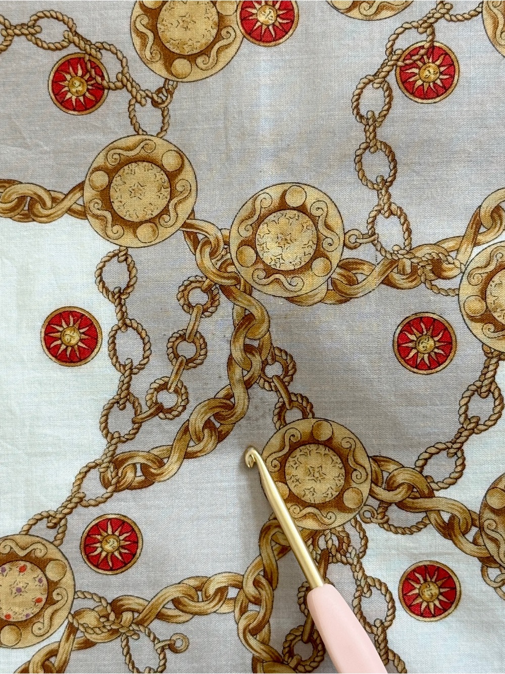 Vintage Celine Chain Medallion Print Cotton Bandana Scarf Made in Japan - Picture 7 of 12